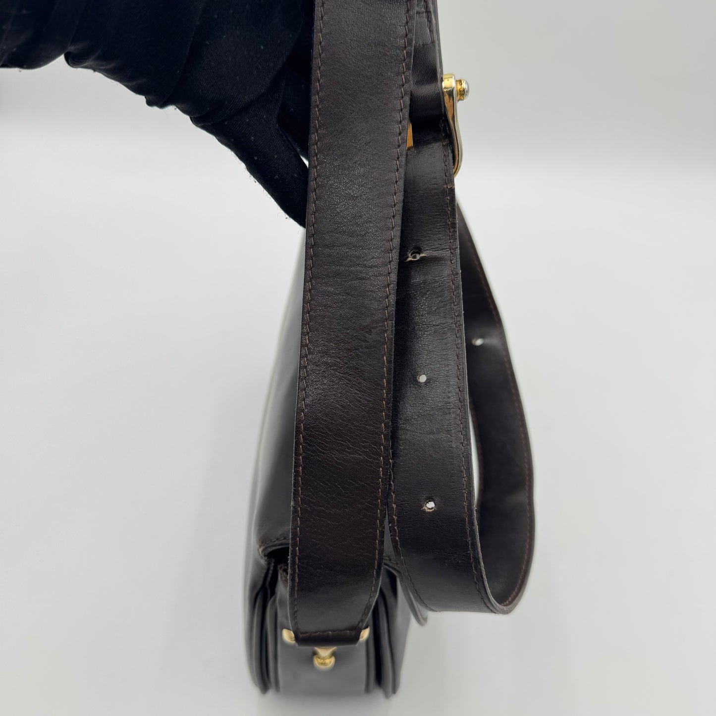 Celine Paris Dark Brown Leather Horse Carriage Box Shoulder Bag