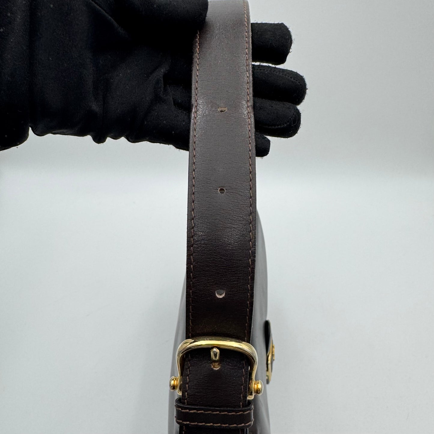 Celine Paris Dark Brown Leather Horse Carriage Box Shoulder Bag
