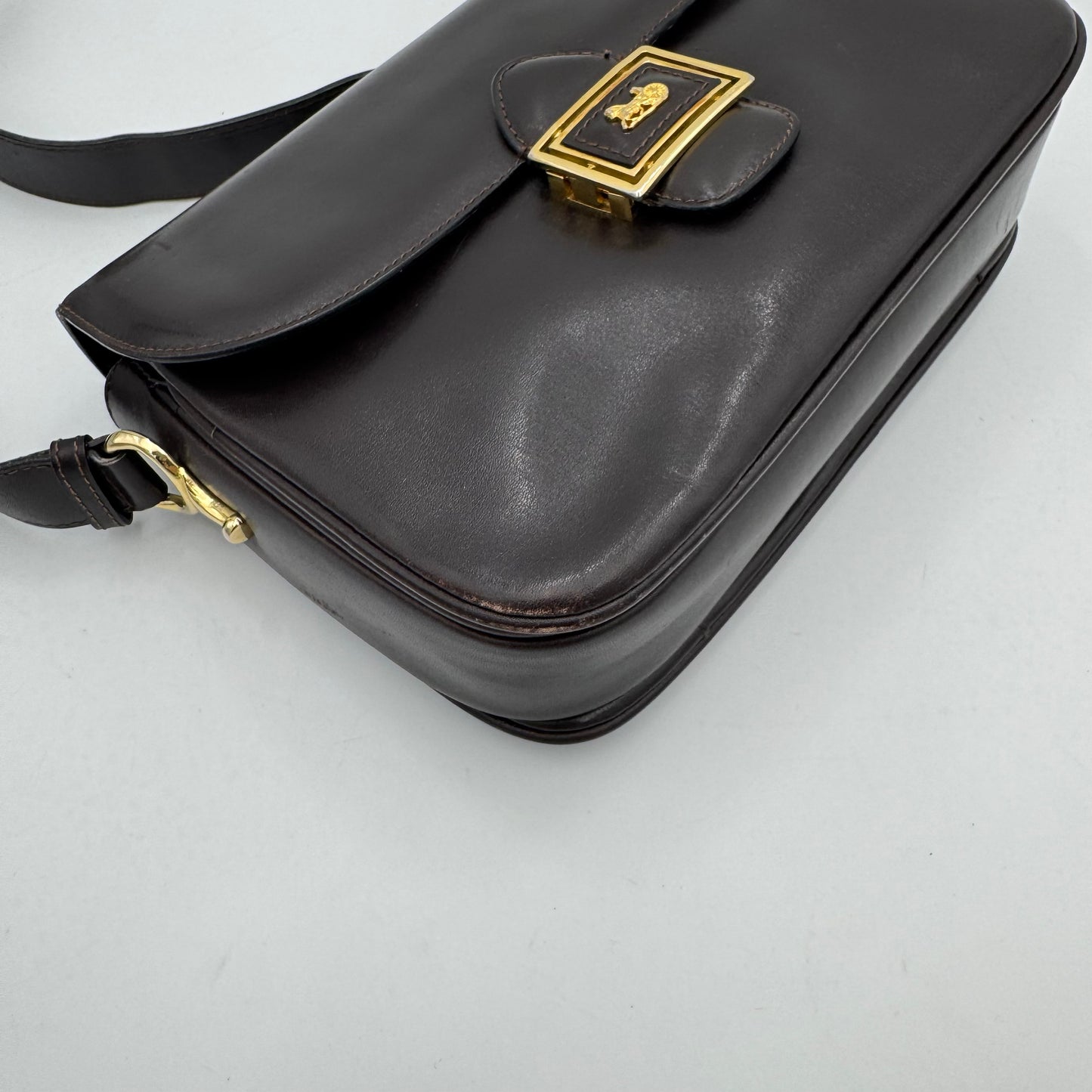 Celine Paris Dark Brown Leather Horse Carriage Box Shoulder Bag