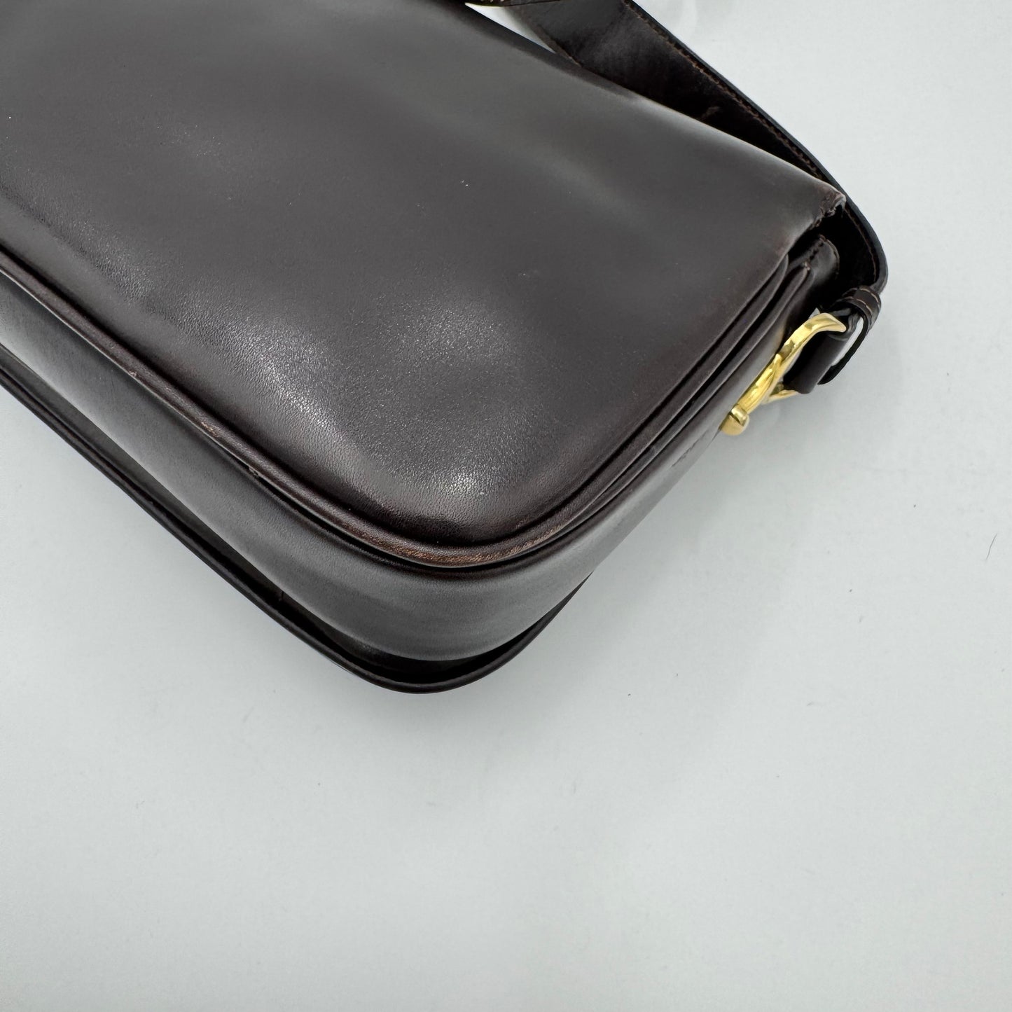 Celine Paris Dark Brown Leather Horse Carriage Box Shoulder Bag