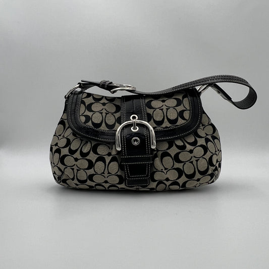 Coach Black C Signature and Leather Soho Flap Shoulder Bag