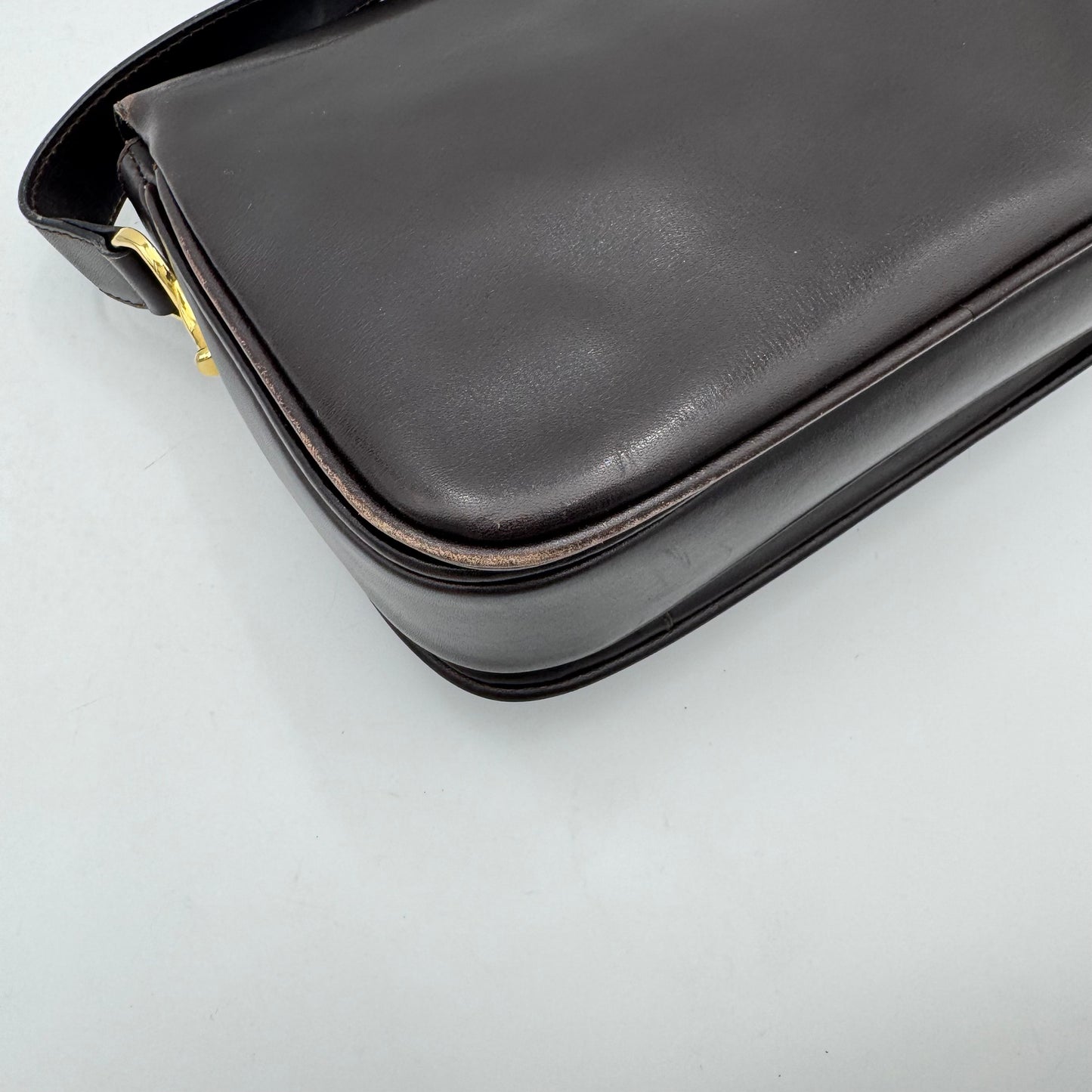Celine Paris Dark Brown Leather Horse Carriage Box Shoulder Bag