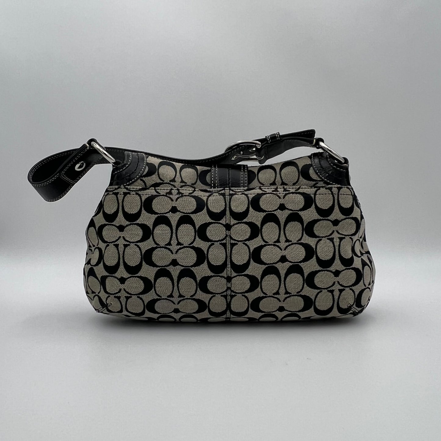 Coach Black C Signature and Leather Soho Flap Shoulder Bag