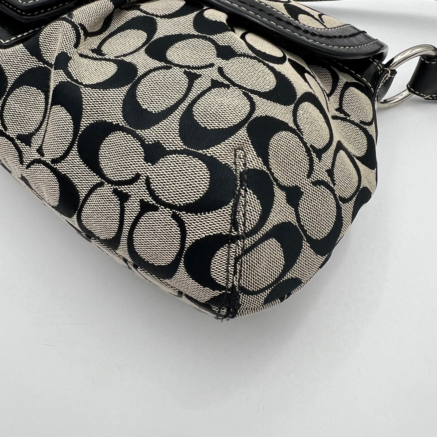 Coach Black C Signature and Leather Soho Flap Shoulder Bag