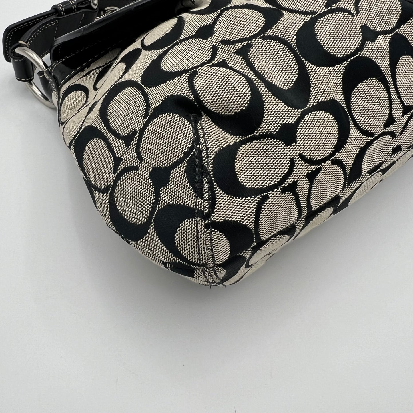 Coach Black C Signature and Leather Soho Flap Shoulder Bag