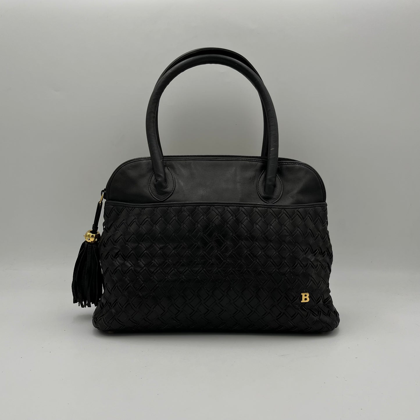 Bally Vintage Black Leather Alma Handbag