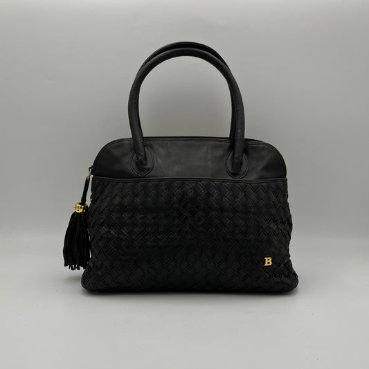 Bally Vintage Black Leather Alma Handbag