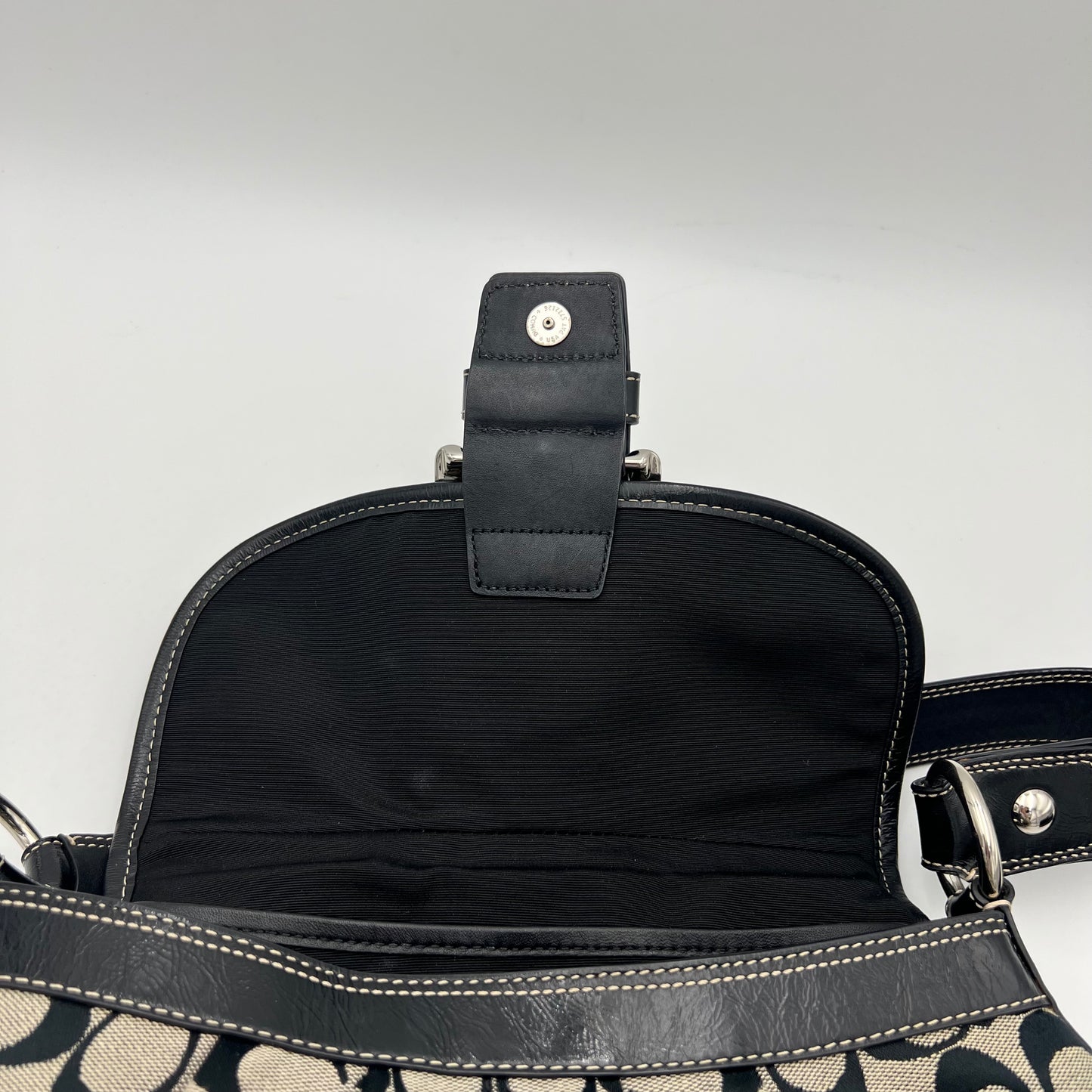 Coach Black C Signature and Leather Soho Flap Shoulder Bag