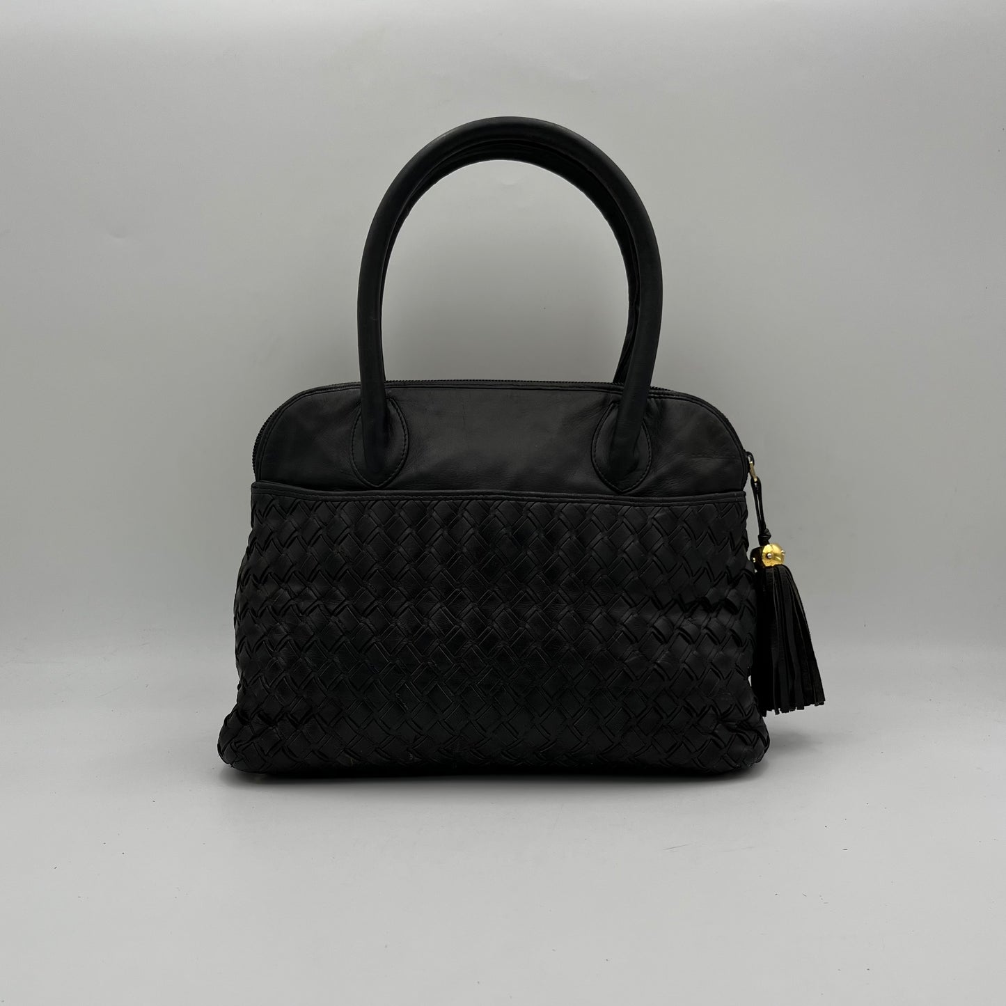 Bally Vintage Black Leather Alma Handbag