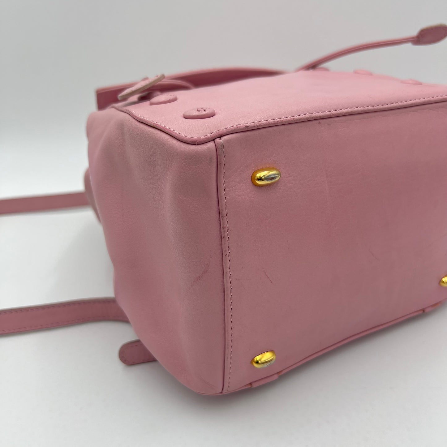 Celine Paris Pink Leather Flap Backpack w/ Pouch