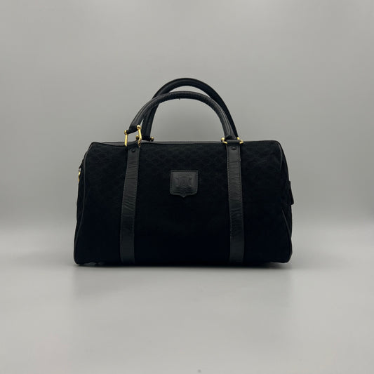 Celine Paris Black Macadam Canvas and Leather Boston 30