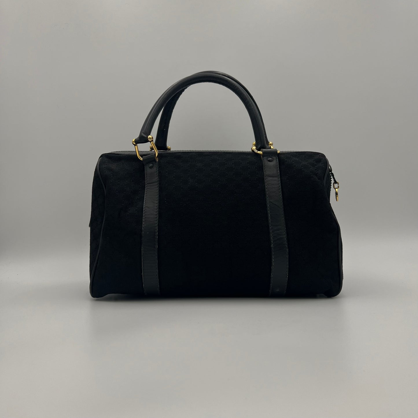 Celine Paris Black Macadam Canvas and Leather Boston 30