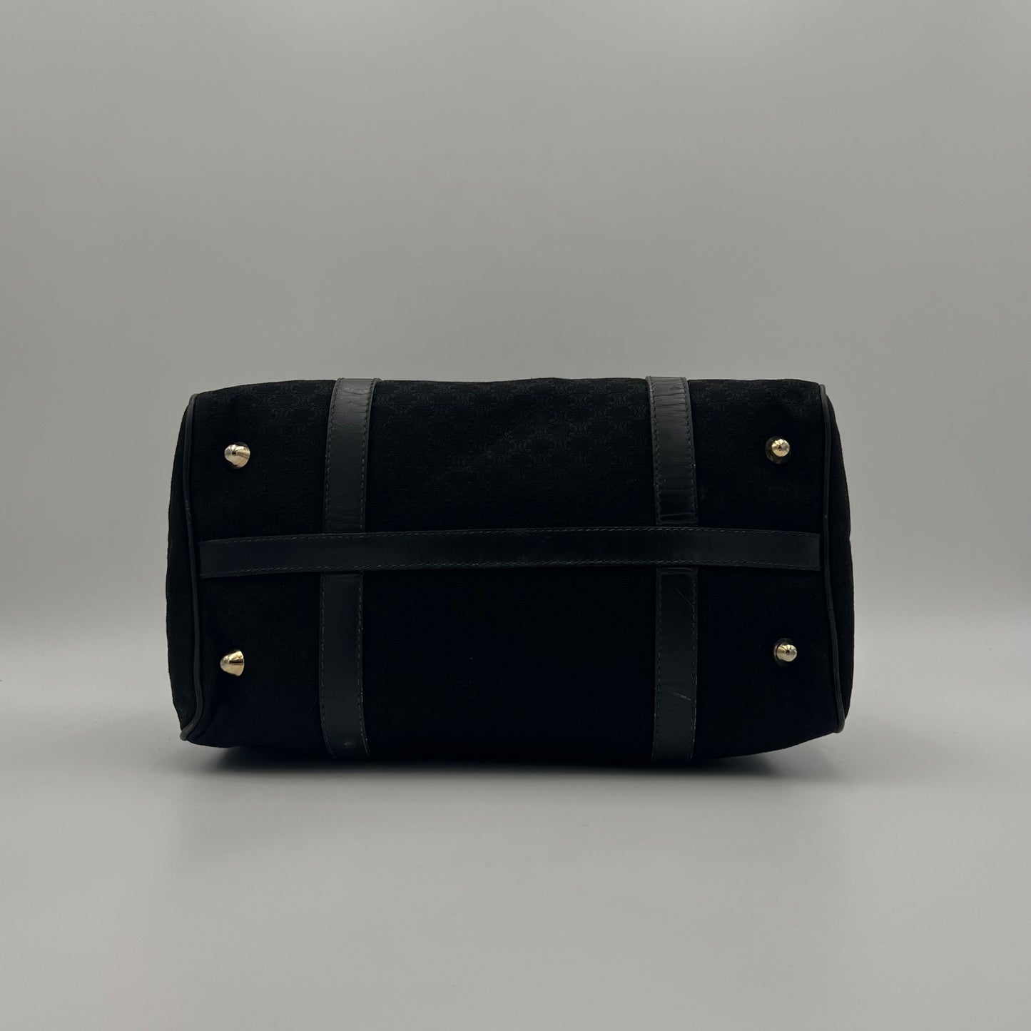 Celine Paris Black Macadam Canvas and Leather Boston 30