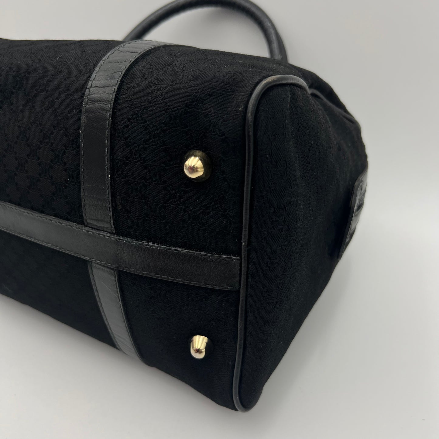 Celine Paris Black Macadam Canvas and Leather Boston 30