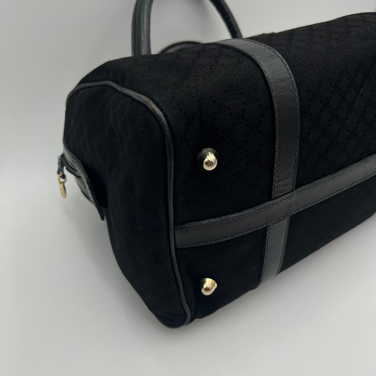 Celine Paris Black Macadam Canvas and Leather Boston 30