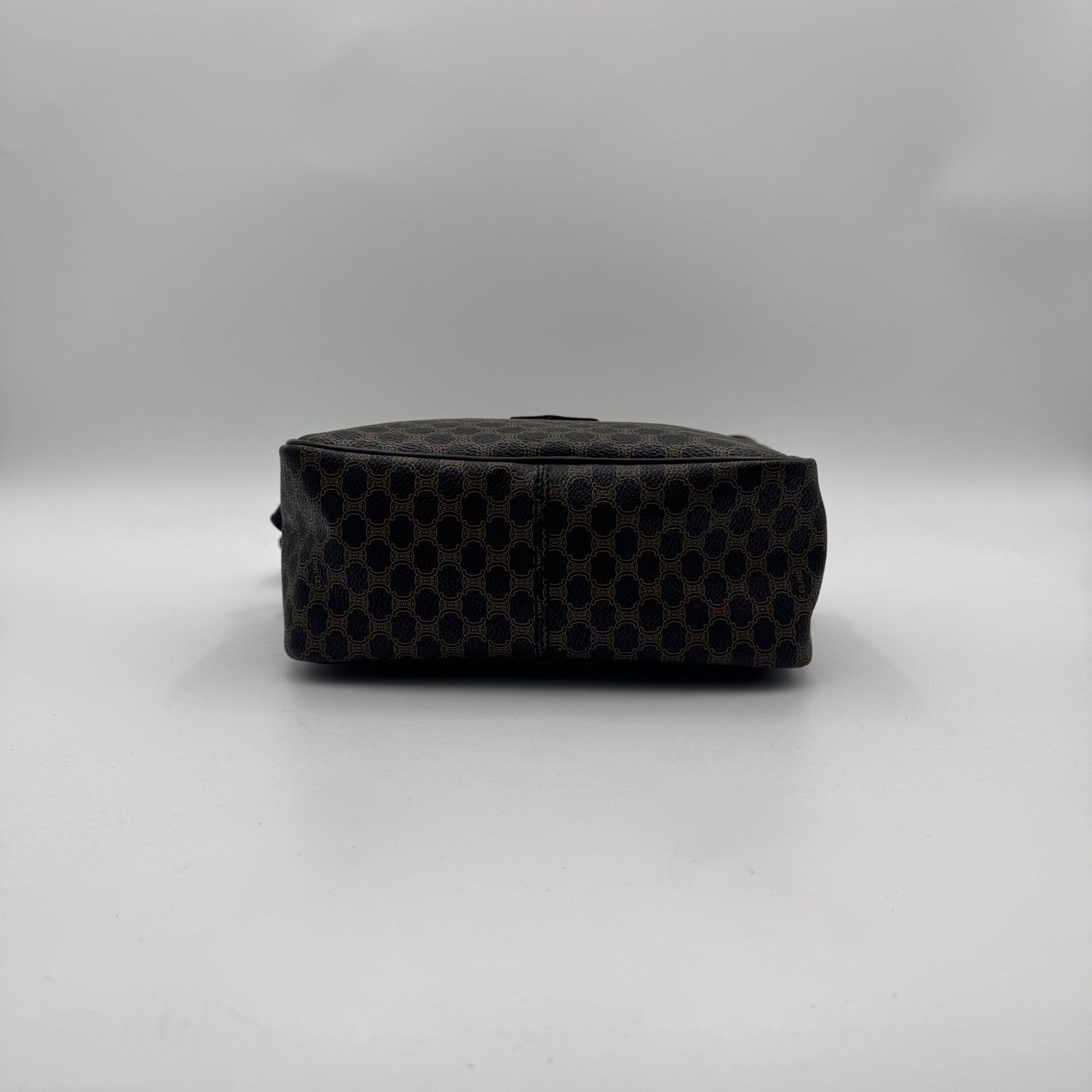 Celine Paris Black Macadam Blason Top Handle Vanity Crossbody
