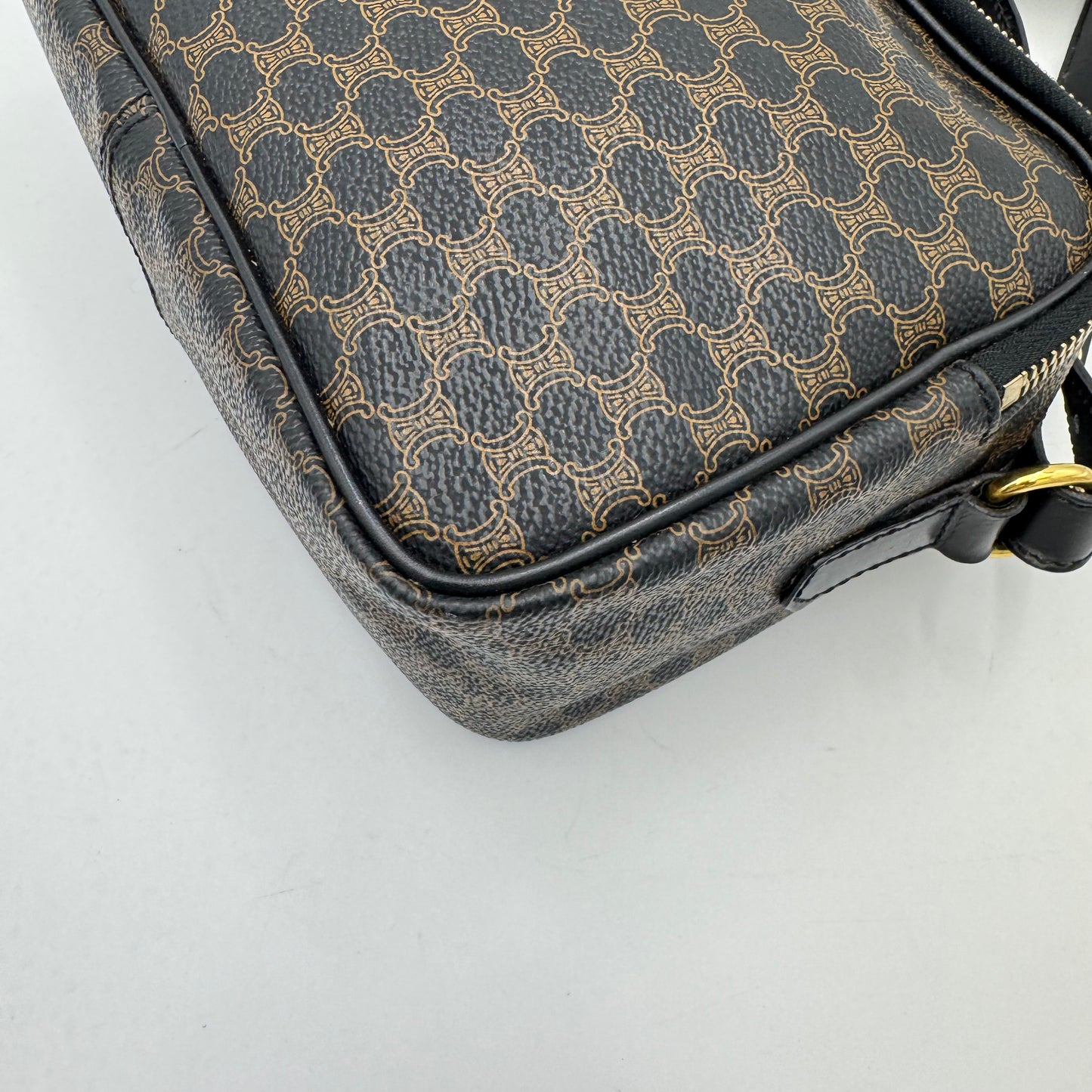 Celine Paris Black Macadam Blason Top Handle Vanity Crossbody