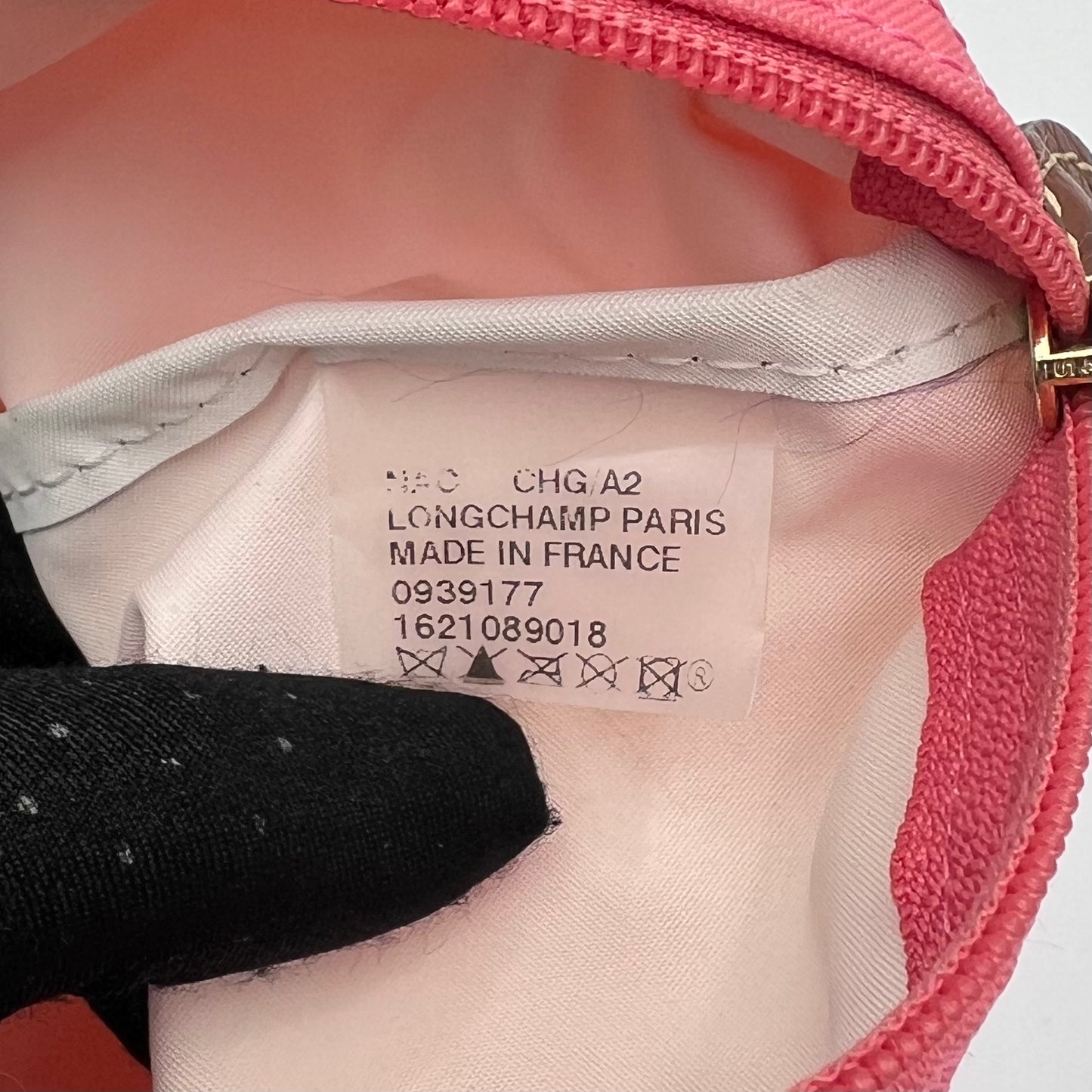 Longchamp Pink Nylon Brown Leather Short Handle Le Pliage Tote