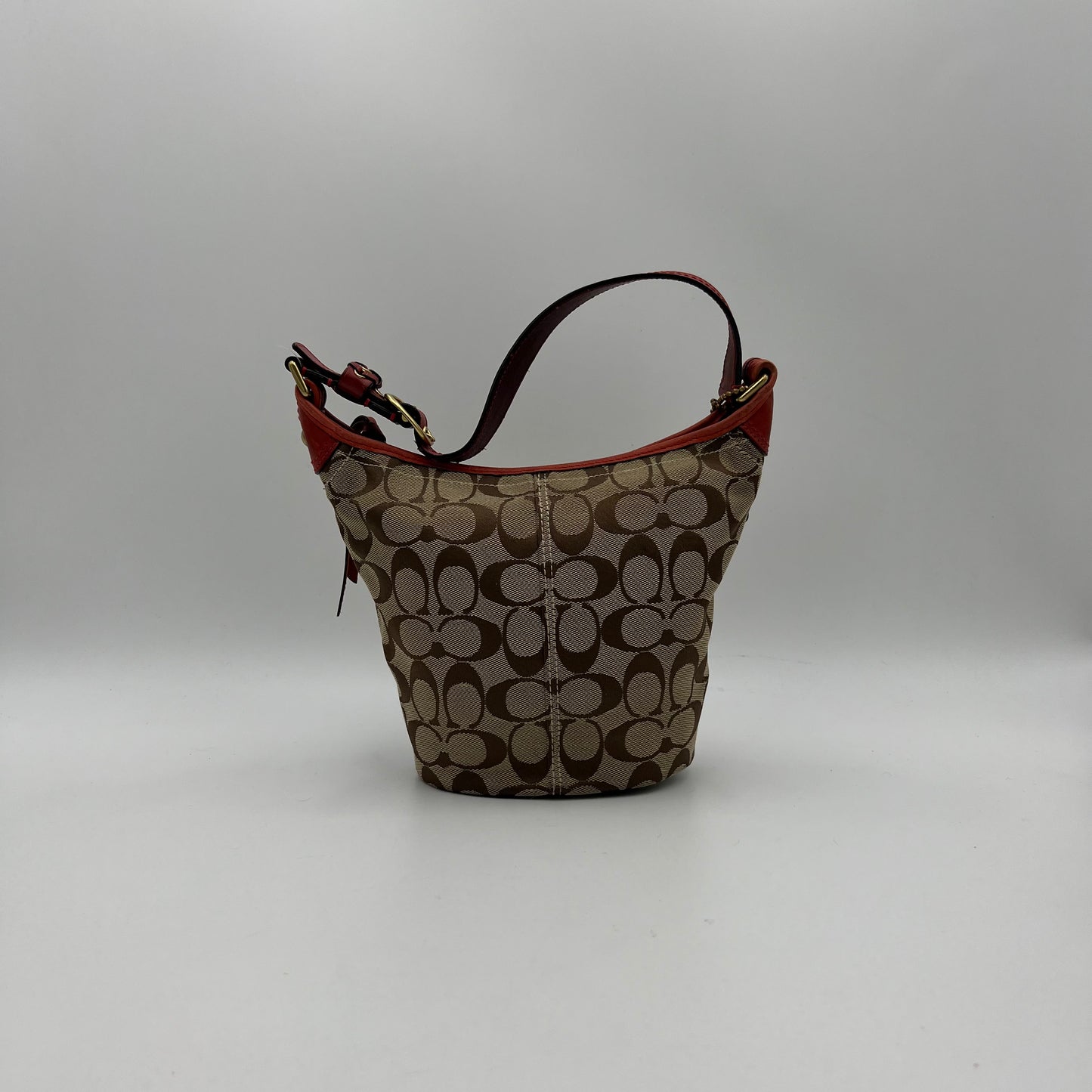 Coach Signature Canvas Orange Leather Hobo Shoulder Bag