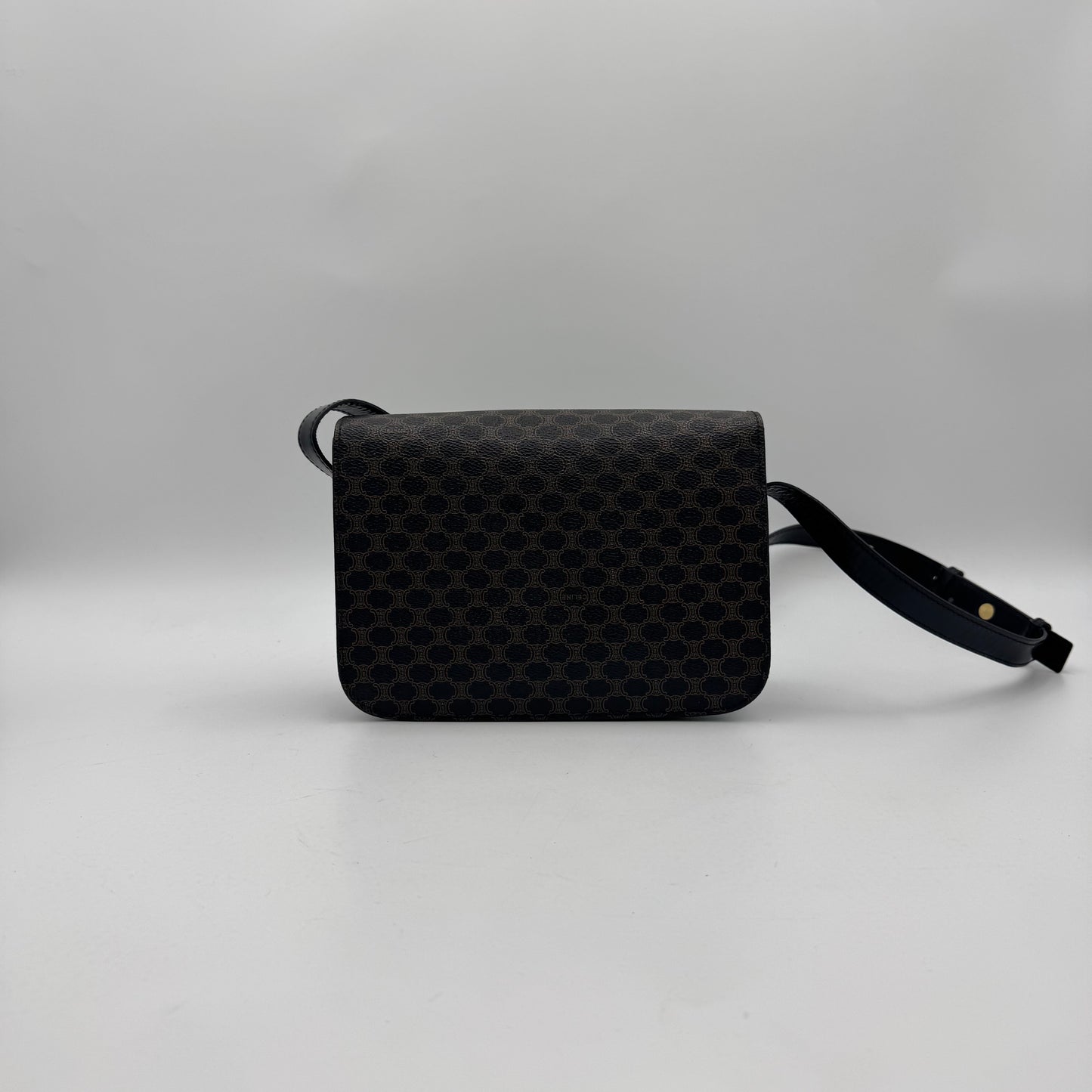 Celine Paris Black Macadam Horse Carriage Box Crossbody