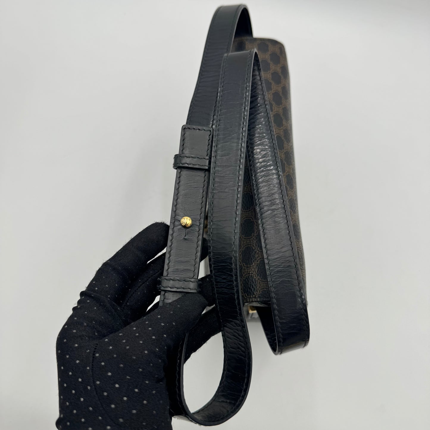 Celine Paris Black Macadam Horse Carriage Box Crossbody
