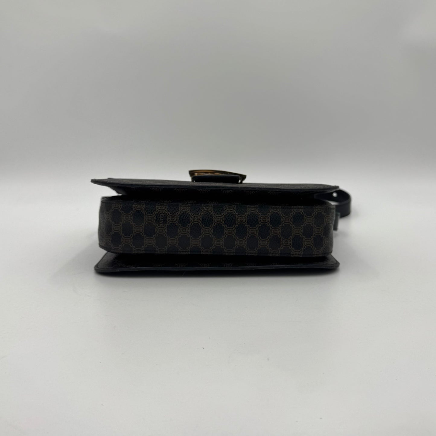 Celine Paris Black Macadam Horse Carriage Box Crossbody