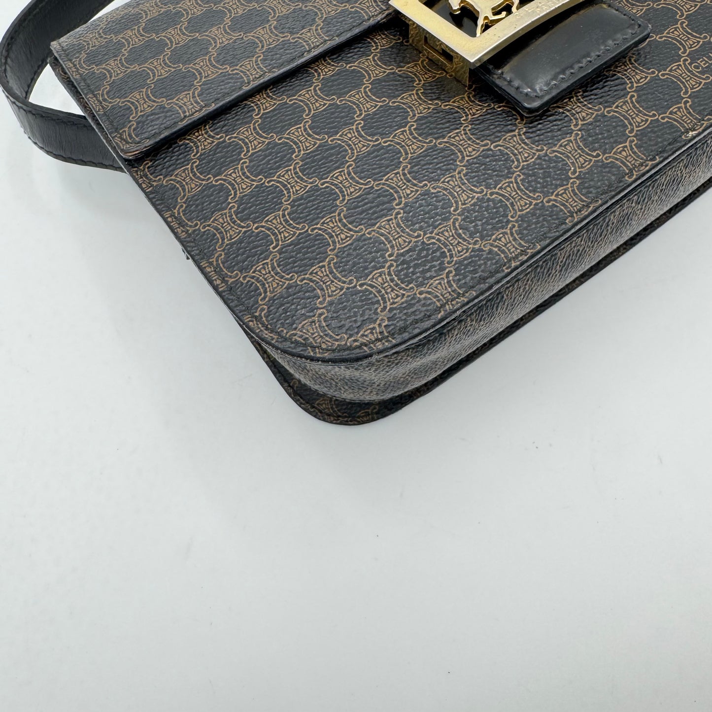 Celine Paris Black Macadam Horse Carriage Box Crossbody