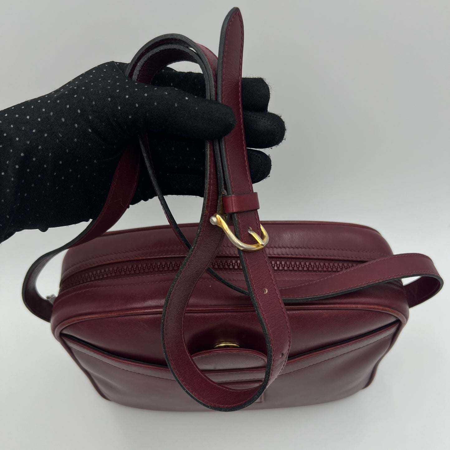 Celine Paris Burgundy Leather Horse Carriage Camera Crossbody