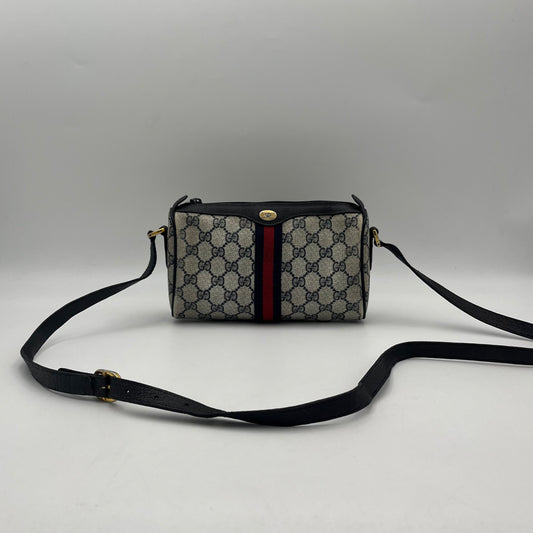 Gucci Vintage 1980s Blue Monogram PVC Ophidia Sherryline Crossbody