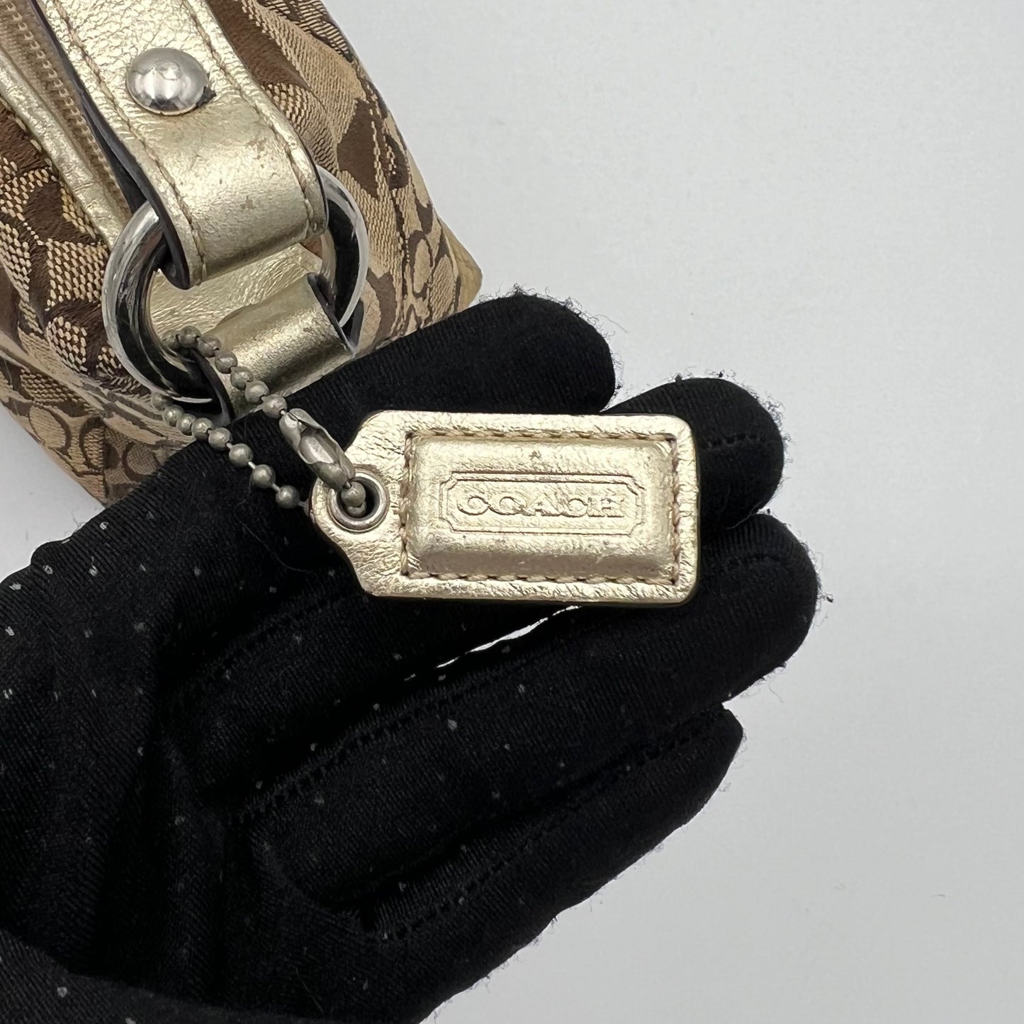Coach C Signature Canvas Patchwork Pochette Handbag