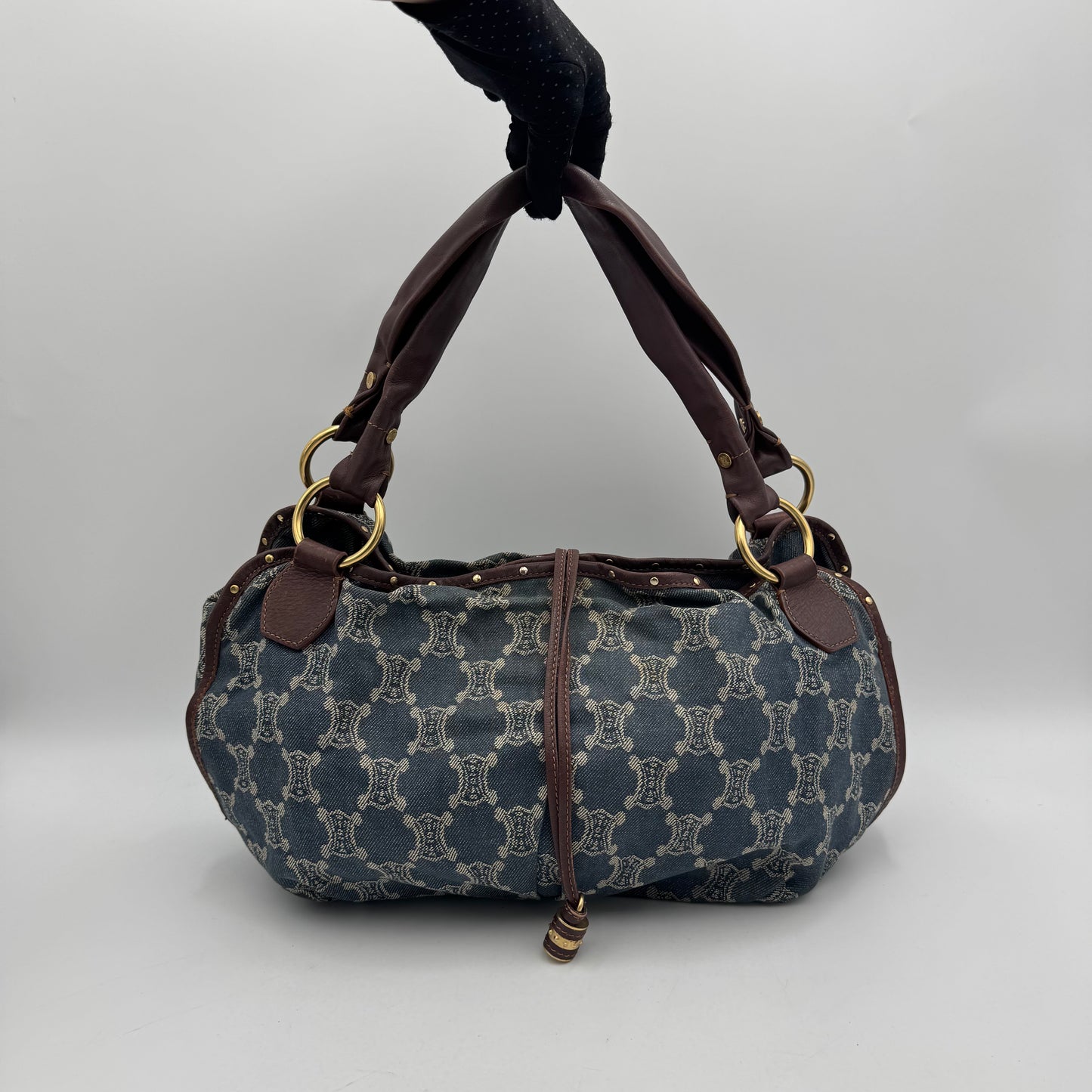 Celine Paris Denim Macadam Bittersweet Hobo Shoulder Bag