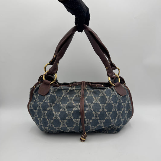 Celine Paris Denim Macadam Bittersweet Hobo Shoulder Bag