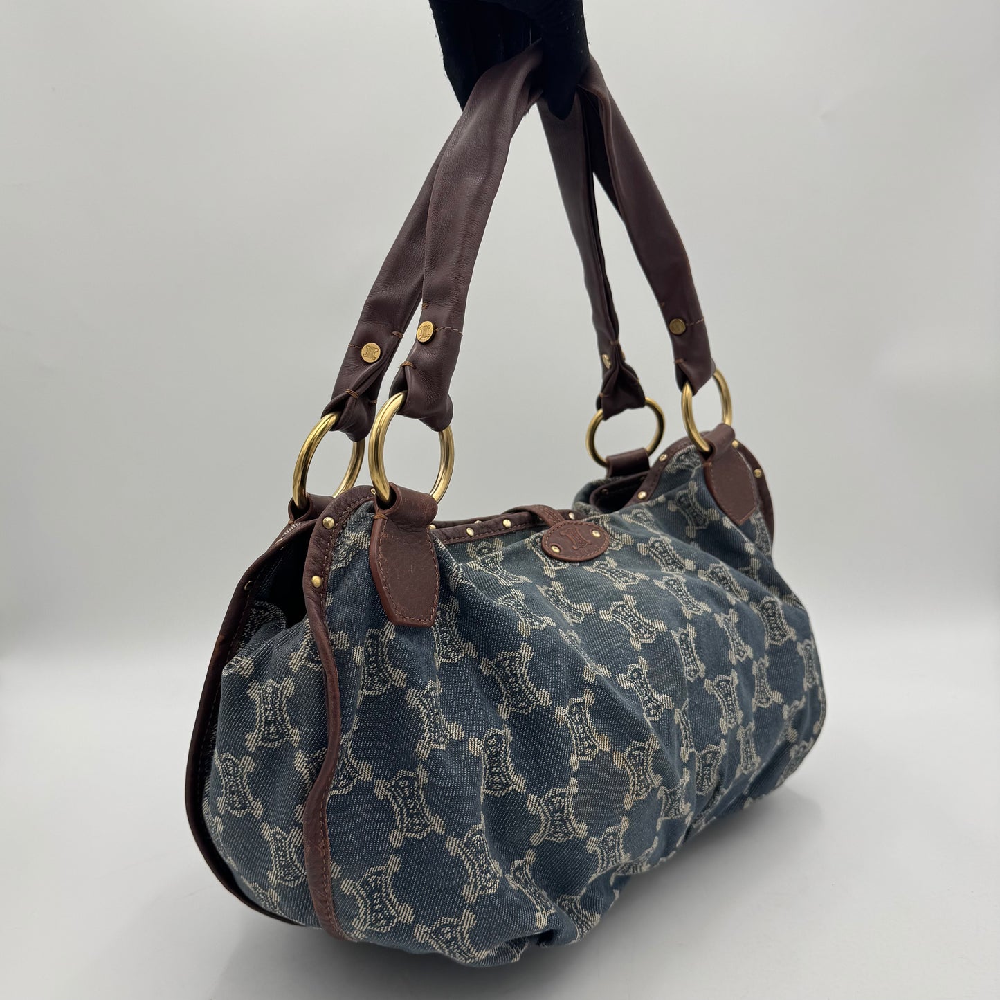 Celine Paris Denim Macadam Bittersweet Hobo Shoulder Bag