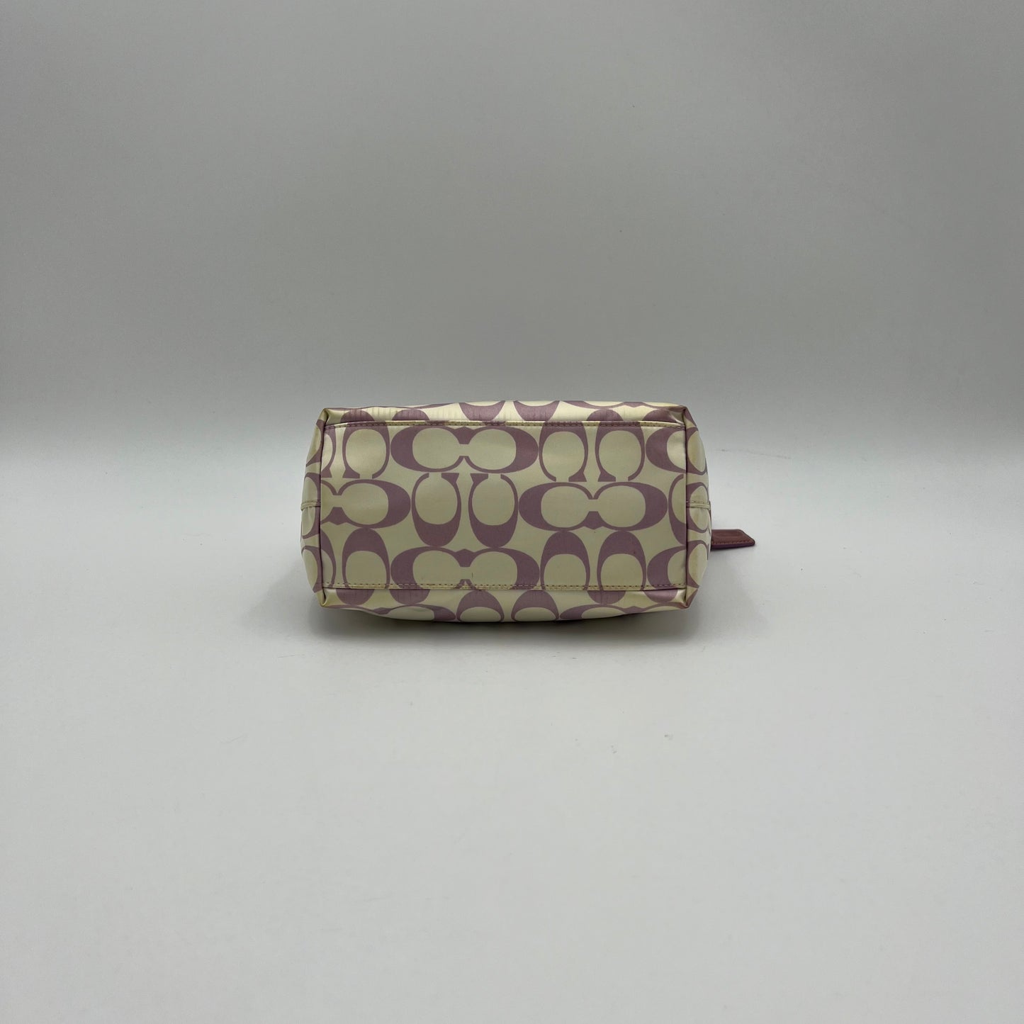 Coach Purple and White Signature Satin Pochette Handbag