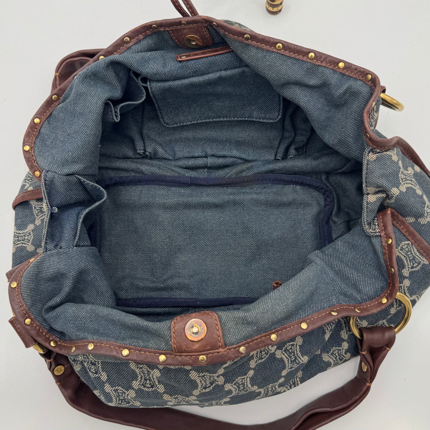 Celine Paris Denim Macadam Bittersweet Hobo Shoulder Bag