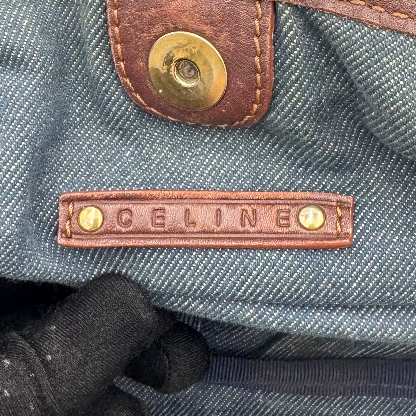 Celine Paris Denim Macadam Bittersweet Hobo Shoulder Bag