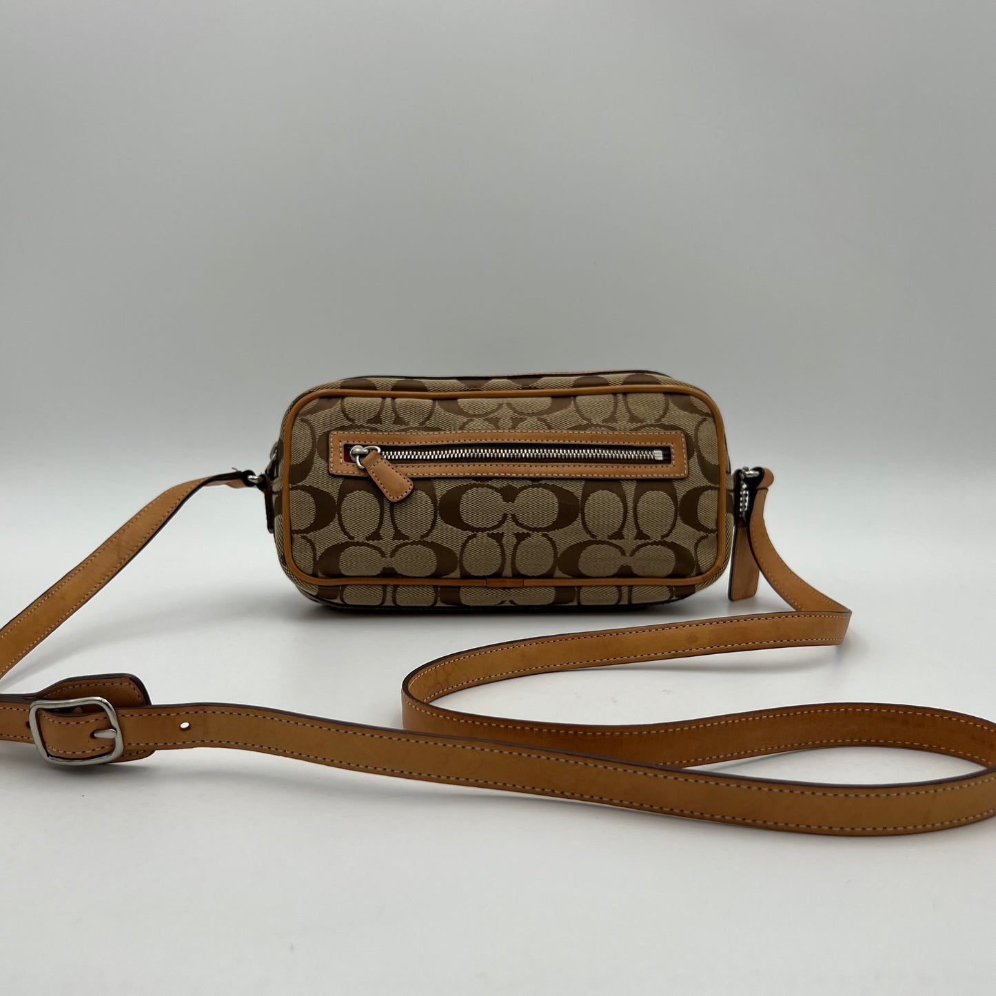 Coach Brown Signature Canvas and Leather Mini Crossbody