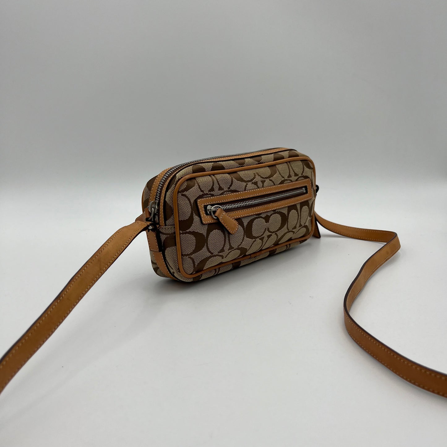 Coach Brown Signature Canvas and Leather Mini Crossbody