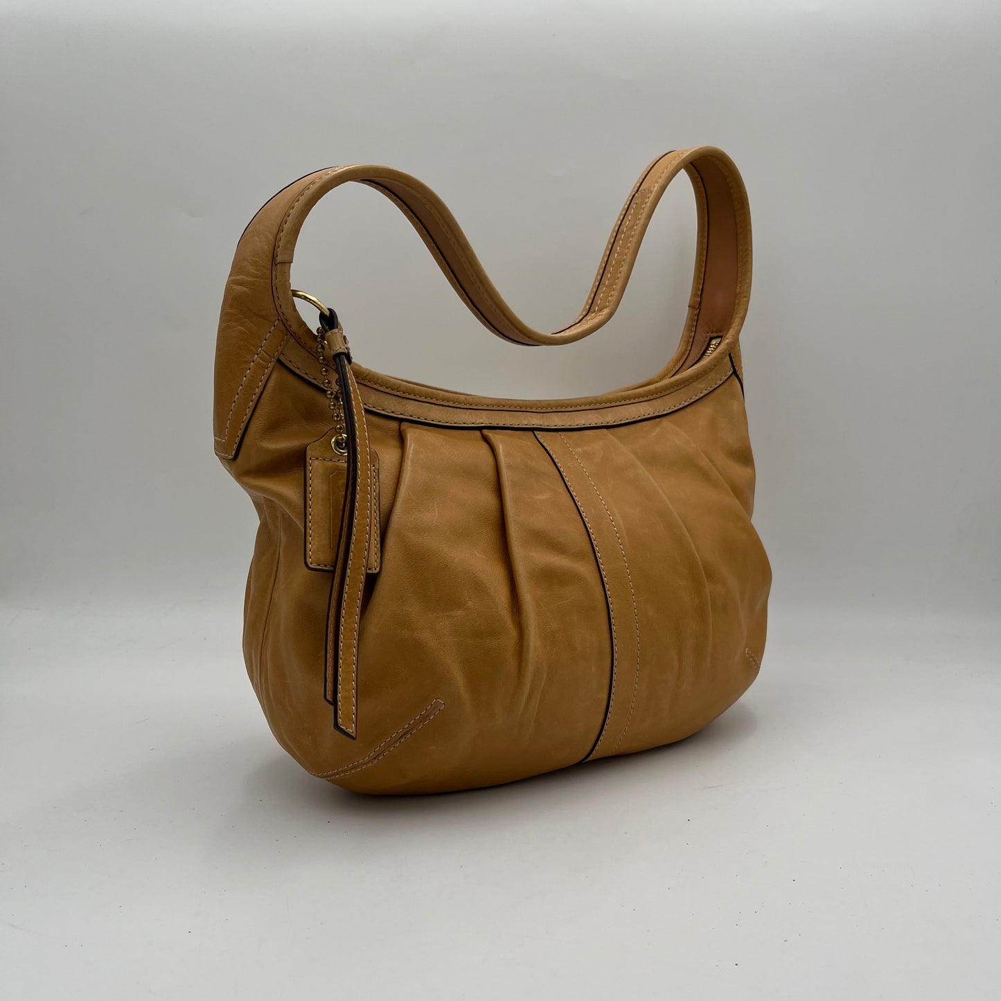 Coach Brown Leather Pleated Ergo Hobo Bag