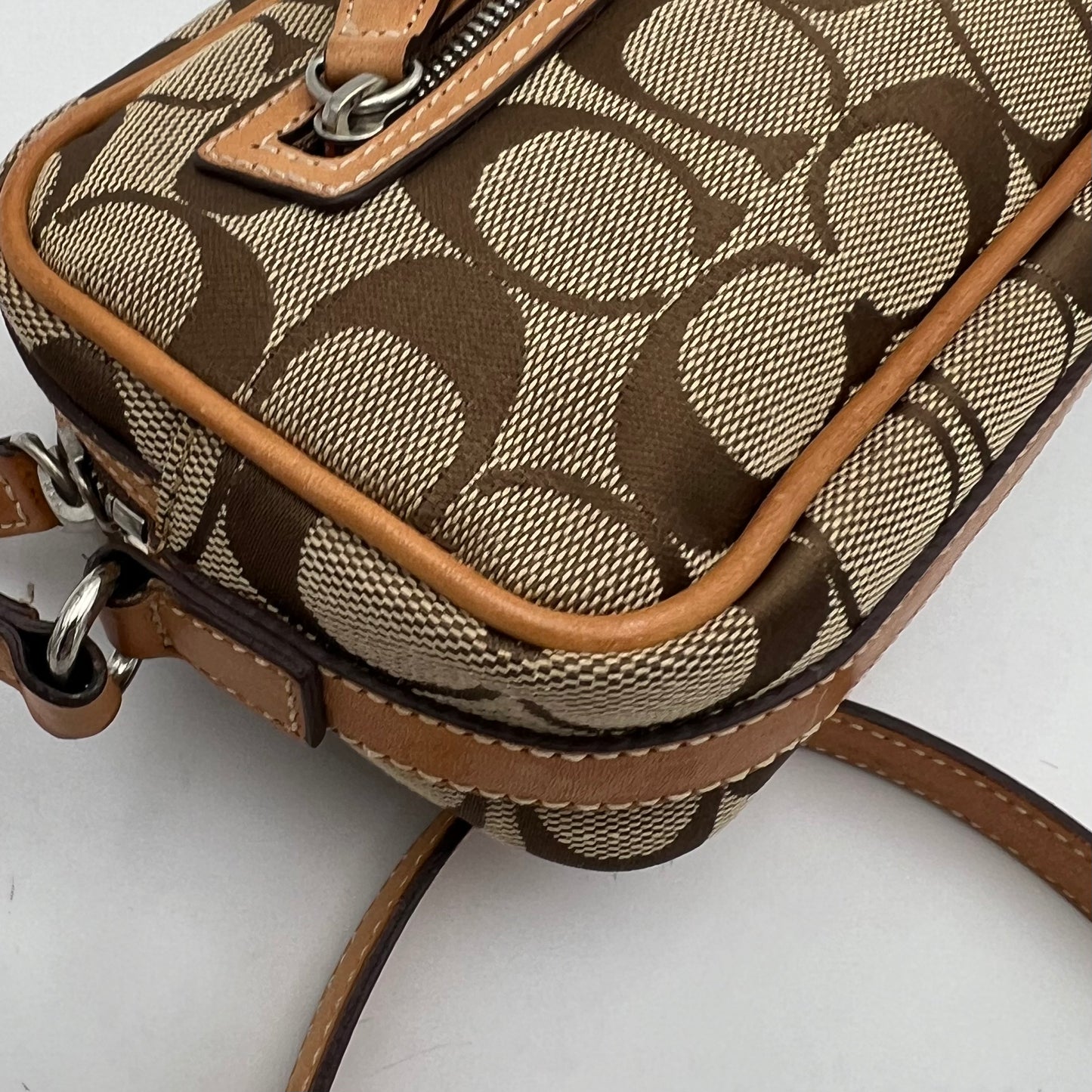 Coach Brown Signature Canvas and Leather Mini Crossbody
