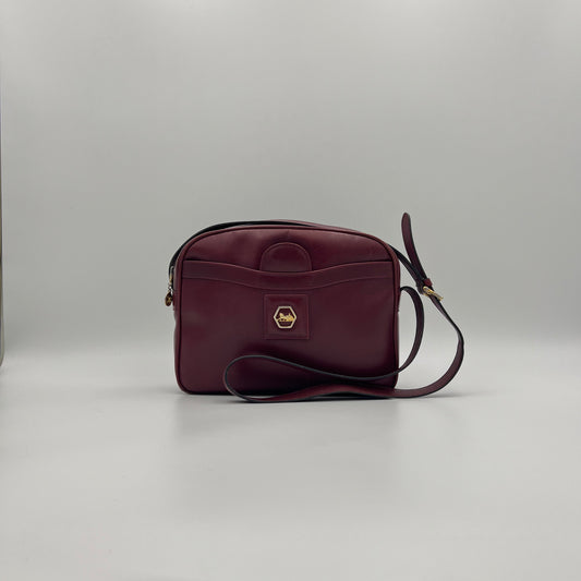 Celine Paris Burgundy Leather Horse Carriage Camera Crossbody
