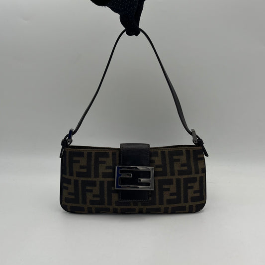 Fendi Tobacco Zucca Zip Flap Mini Baguette