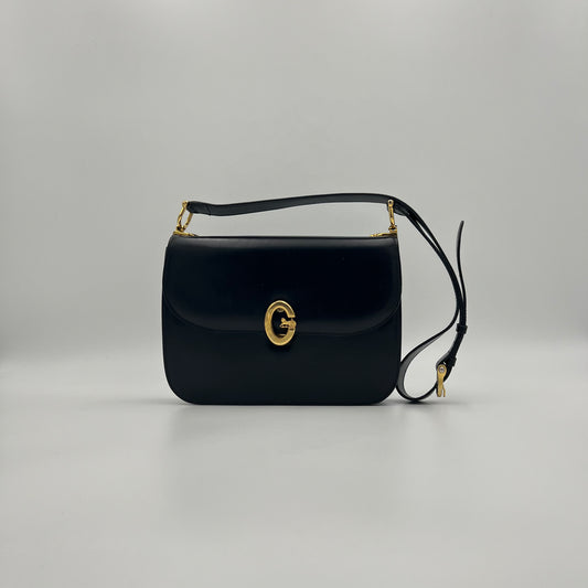 Celine Paris Black Leather C Horse Carriage Box Bag