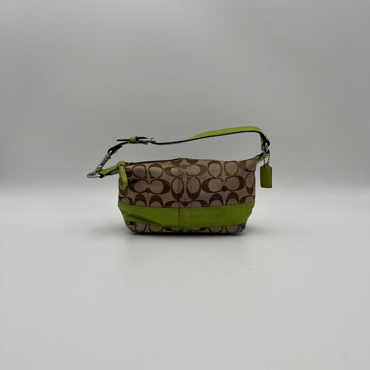 Coach C Signature Canvas Apple Green Stripe Pochette Handbag