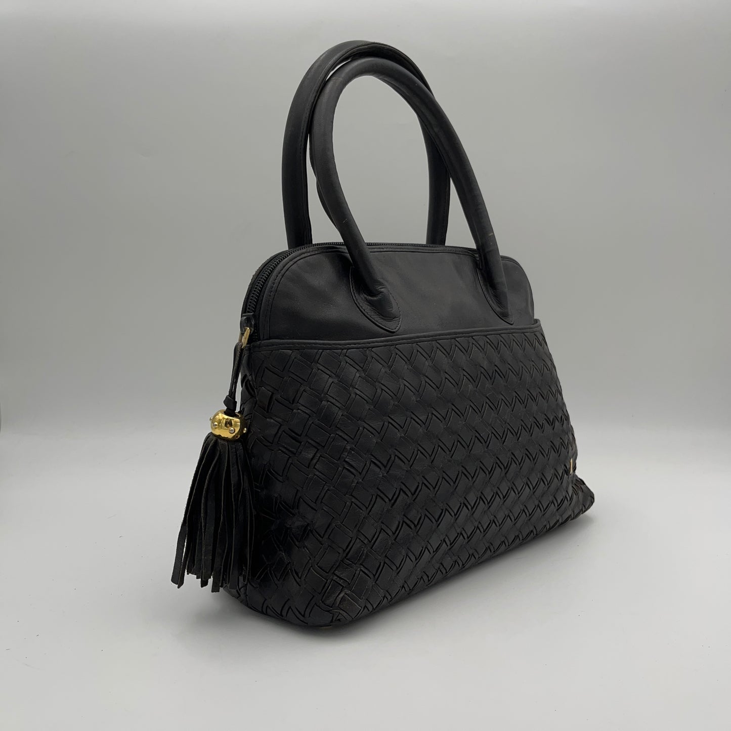 Bally Vintage Black Leather Alma Handbag