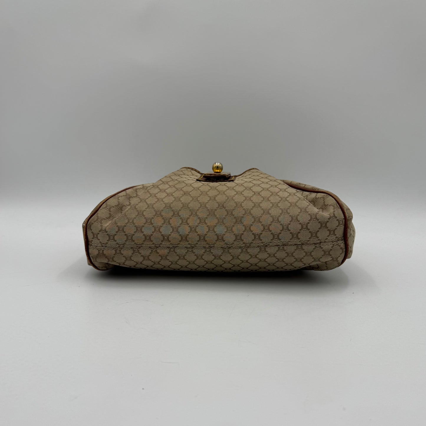 Celine Paris Macadam Canvas and Brown Leather Hobo Shoulder Bag