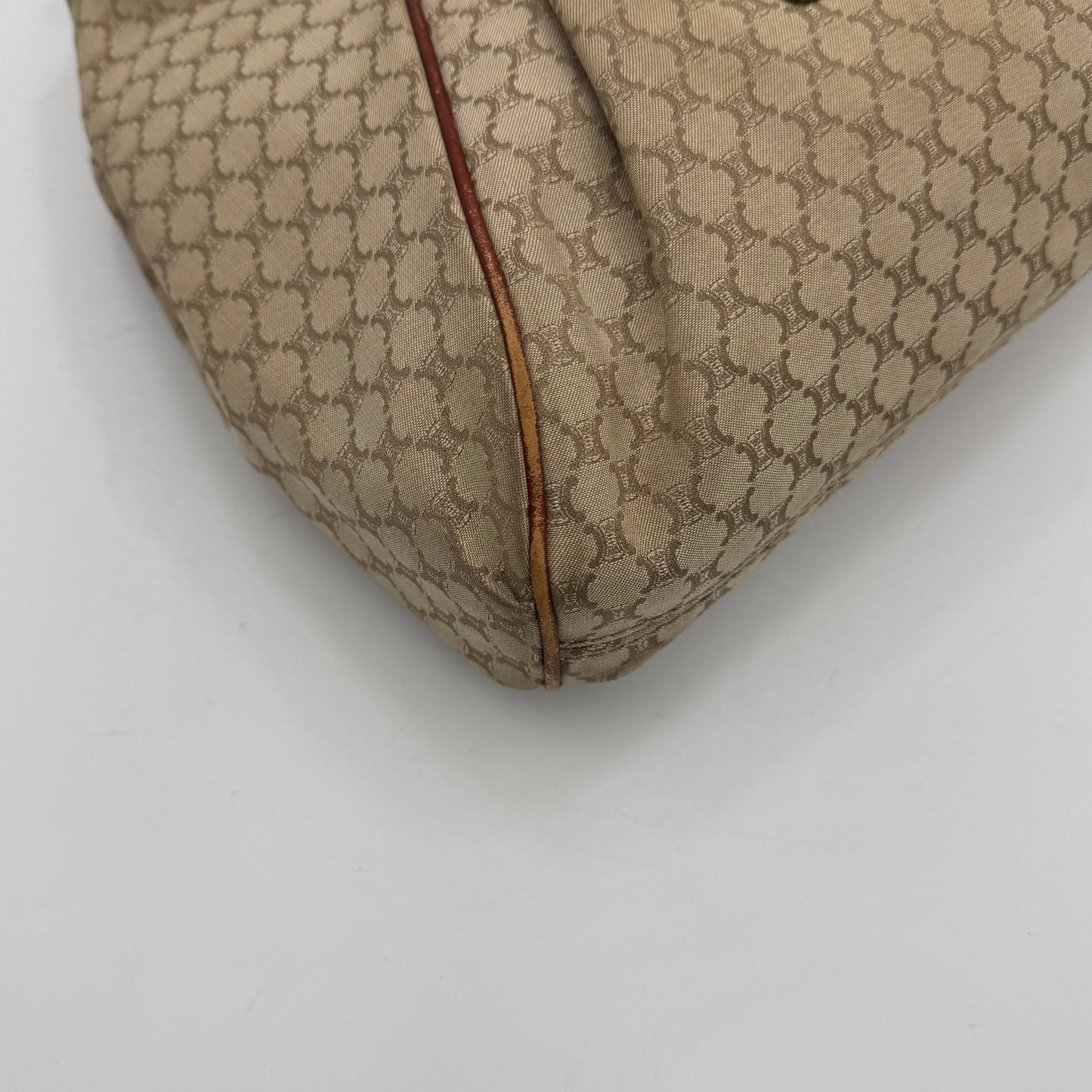 Celine Paris Macadam Canvas and Brown Leather Hobo Shoulder Bag