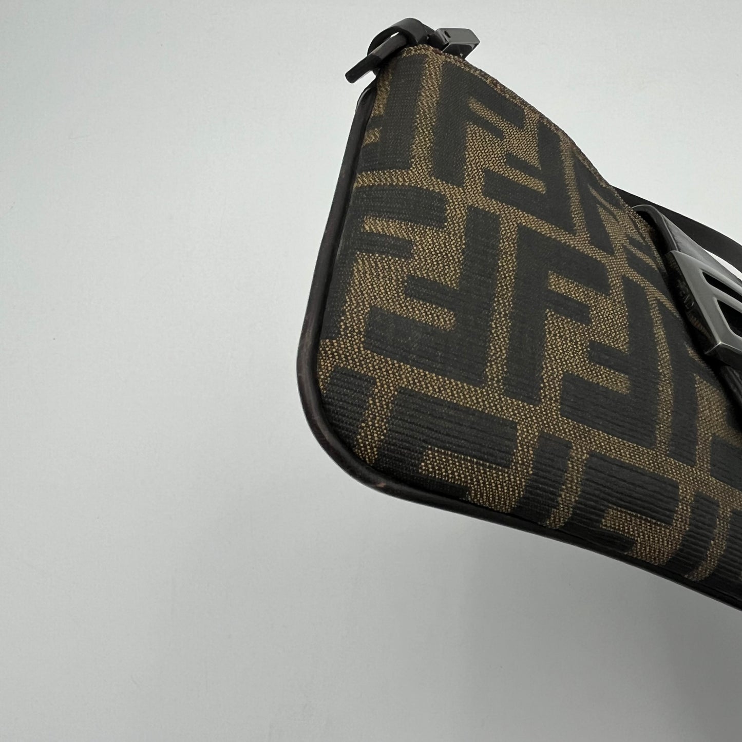 Fendi Tobacco Zucca Zip Flap Mini Baguette