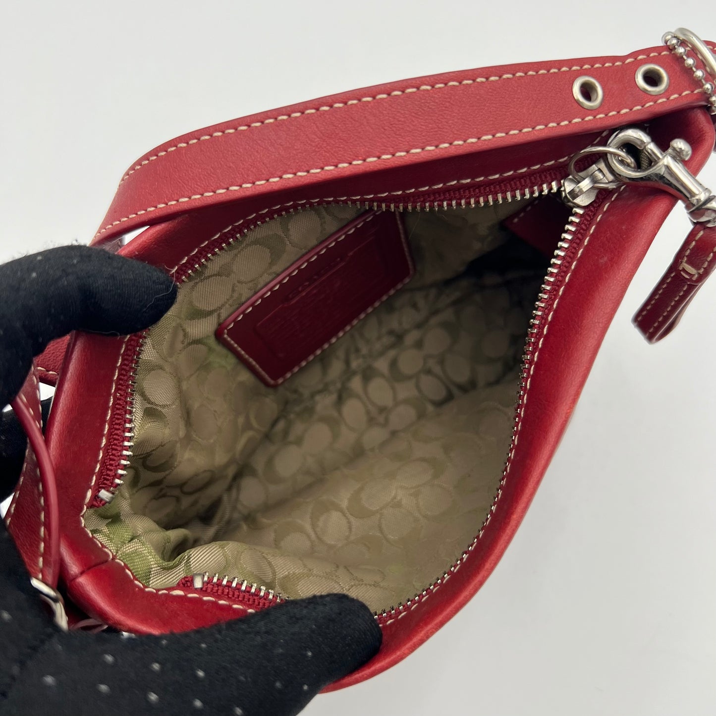 Coach Cherry Red Leather Mini Pochette