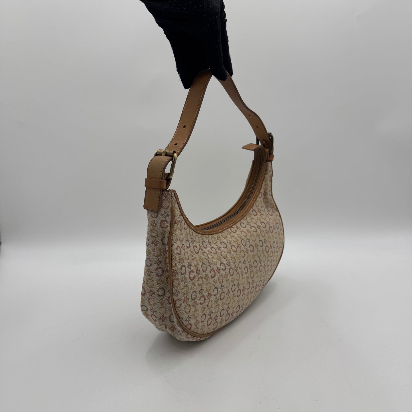 Celine Paris Neutral C Triomphe Canvas Ava Hobo Baguette